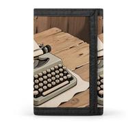 Anceky Portefeuille à Trois Volets avec 8 emplacements pour Cartes et Pince à Billets - Portefeuille Fin et Compact Style Machine à écrire Vintage pour Hommes et Femmes