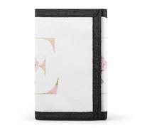 Anceky Portefeuille à Trois Volets avec Monogramme Floral et Lettre E en Or Rose, élé Porte-Monnaie avec Porte-clés, Porte-Cartes de crédit pour factures, reçus, Femmes et Hommes, 12,7 x 8,4 x 5,1 cm