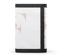 Anceky Portefeuille à Trois Volets avec Monogramme Floral et Lettre F en Or Rose, élé Porte-Monnaie avec Porte-clés, Porte-Cartes de crédit pour factures, reçus, Femmes et Hommes, 12,7 x 8,4 x 5,1 cm