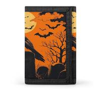 Anceky Portefeuille à Trois Volets Full Moon Black Crow Cemetery, Portefeuille Fin, Poche zippée pour pièces de Monnaie et emplacements pour Cartes de crédit, pour Hommes et Femmes