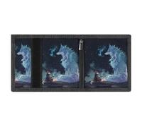 Anceky Portefeuille à Trois Volets Magic Wolf Fox avec fenêtre d'identification, Porte-Cartes d'identité, Portefeuille de Voyage, Poche zippée pour pièces de Monnaie