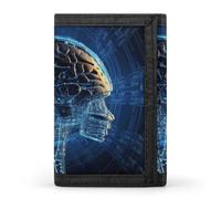 Anceky Portefeuille à Trois Volets pour Homme avec Intelligence Artificielle - Fin, 8 emplacements pour Cartes, Porte-Monnaie zippé, Pince à Billets et Compartiment