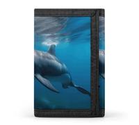 Anceky Portefeuille Dolphins in The Ocean1, Porte-Cartes de crédit Fin et élégant, à Trois Volets, pour Homme et Femme.