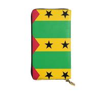 Anceky Portefeuille en Cuir à Fermeture éclair avec Drapeau de Sao Tomé-et-Principe, Pochette de 7,5 * 4,1 Pouces de Long, Plusieurs Compartiments et Grande capacité