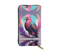 Anceky Portefeuille en Cuir à Fermeture éclair Neon Feather Condor, Pochette de 7,5 * 4,1 Pouces de Long, Plusieurs Compartiments et Grande capacité