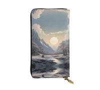 Anceky Portefeuille en Cuir à Fermeture éclair Nordic Silence, Pochette de 7,5 x 4,1 Pouces de Long, Compartiments Multiples et Grande capacité