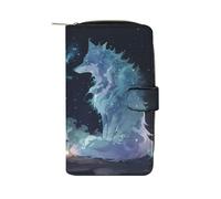 Anceky Portefeuille en Cuir Magic Wolf Fox, Porte-Monnaie Long, Porte-Cartes Fin en Cuir, Boucle réglable, étui Multi-Cartes, Grande capacité