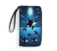 Anceky Portefeuille en Cuir Orca Night Swim pour Femme avec dragonne, Pochette pour pièces de Monnaie, Smartphone