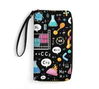 Anceky Portefeuille en Cuir pour Femme, Grande capacité, Fermeture éclair, Multiples Poches, Indispensable pour Les Voyages, Motifs mathématiques et scientifiques.