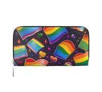 Anceky Portefeuille en Cuir PU avec Drapeau Arc-en-Ciel LGBT pour Femmes et Hommes, Porte-Cartes à Fermeture éclair, Porte-Monnaie à Pochette Longue