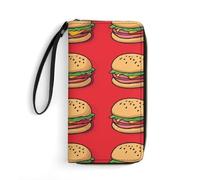 Anceky Portefeuille en Cuir Rouge à Plusieurs Compartiments, Motif Voleur de Hamburgers, Mignon et Amusant, idéal pour Un Anniversaire de Femme, Grande capacité.