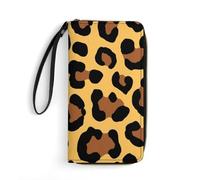 Anceky Portefeuille Homme Grande capacité, résistant à l'eau, sécurisé et Durable, idéal pour Les Voyages, imprimé léopard, guépard et Fleurs Jaune foncé