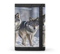 Anceky Portefeuille Homme Pack of Wolves, Grande capacité, Portefeuille à Trois Volets Fin et élé avec fenêtre pour Carte d'identité