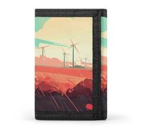 Anceky Portefeuille Homme Windmill in Field, Grande capacité, Format Portefeuille à Trois Volets, Fin et élégant, avec fenêtre pour Carte d'identité