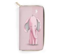 Anceky Portefeuille Long Pink Elephant avec Fermeture éclair, Portefeuille rodéo, Porte-Cartes de crédit, Porte-Passeport pour Hommes et Femmes