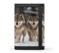 Anceky Portefeuille Pack of Wolves, Fin et élégant, à Trois Volets, pour Homme et Femme. Porte-Cartes de crédit Discret et Compact. Convient aux Hommes et aux Femmes.