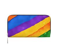 Anceky Portefeuilles Arc-en-Ciel LGBT en Cuir PU pour Femmes et Hommes, Porte-Cartes à Fermeture éclair, Porte-Monnaie à Longue Pochette