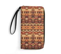 Anceky Portefeuilles-Bracelets pour Femmes, Fermeture éclair Fluide, Poches plaquées, Grande capacité, idéal pour Maman, Motif amérindien du sud-Ouest américain, Beige, Gris, Marron