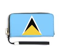 Anceky Portefeuilles Longs avec Drapeau de Sainte-Lucie pour Femmes et Hommes, Sac à Main avec Motifs Fantaisie, coloré, Fin, Basique, Pratique