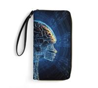 Anceky Portefeuilles pour Femmes, Portefeuille en Cuir avec Cerveau d'intelligence Artificielle pour Femmes, Portefeuille Fin avec Poche zippée et Porte-Cartes