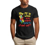 Anceky Pourquoi s'adapter ? T-Shirt « Né pour Rester Debout » pour Hommes - Sensibilisation à l'Autisme
