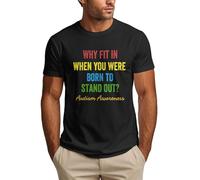 Anceky Pourquoi s'adapter ? T-Shirt « Né pour Rester Debout » pour Hommes - Sensibilisation à l'Autisme