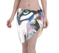 Anceky Robe de Plage Respirante à Motif Loup coloré et Tendance, idéale pour Les Vacances. Séchage Rapide. Parfaite comme paréo ou Robe de Plage.