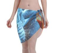 Anceky Robe de Plage Respirante à séchage Rapide, ornée d'un Lion de feu Rouge et Bleu, idéale pour Les Vacances. Parfaite comme paréo ou Robe de Plage.