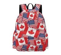 Anceky Sac à dos à motif drapeau canadien et américain, sac à dos léger et décontracté pour la journée.
