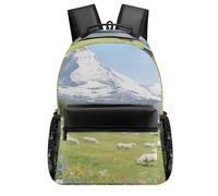 Anceky Sac à dos Alpes, sommets enneigés et prairies - Sac à dos pour ordinateur portable résistant et léger, idéal pour les voyages et les activités de plein air, pour adultes et adultes.