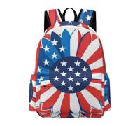 Anceky Sac à dos amusant et léger Daisy sur drapeau américain bleu, blanc et rouge pour moi
