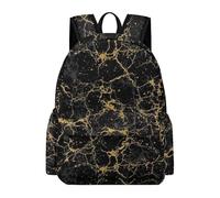 Anceky Sac à dos amusant et léger pour homme, texture marbre noir et or.
