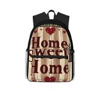 Anceky Sac à dos compact et décontracté avec panneau rustique « Home Sweet Home », sac de voyage unisexe