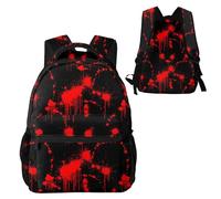 Anceky Sac à dos de gym multifonctionnel Halloween Classique Horreur Éclaboussures de sang Noir Re