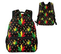 Anceky Sac à dos de sport et de gym, motif aquarelle cool rasta, feuille de weedleaf noire, Lightwei