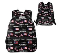 Anceky Sac à dos de voyage cabine avec drapeau de Porto Rico noir, multipoches et résistant à l'eau