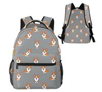 Anceky Sac à dos de voyage élé avec un adorable chiot Corgi amusant, sac à dos de jour pour les trajets quotidiens avec compartiment pour ordinateur portable