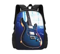 Anceky Sac à dos de voyage en forme de guitare bleue, sac à dos de travail/affaires, pochette pour ordinateur portable 15,6 pouces B