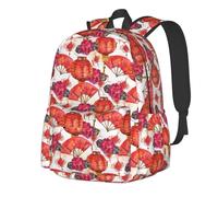 Anceky Sac à dos de voyage léger pour ordinateur portable, motif éventail chinois aquarelle, sac à dos de sport de plein air, grand sac avec bandoulière réglable, sac à main