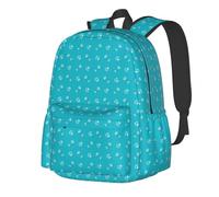 Anceky Sac à dos de voyage léger pour ordinateur portable, motif patte de chat, motif arête de poisson, bleu, grand format, avec bandoulière réglable, idéal pour les sports de plein air