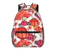 Anceky Sac à dos de voyage pour ordinateur portable, motif éventail chinois aquarelle, sac à dos léger de grande capacité, sac de travail pour le yoga, la plage et la randonnée