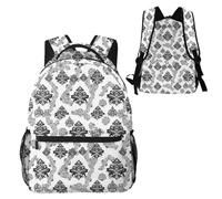 Anceky Sac à dos décontracté à motif floral damassé classique antique, art traditionnel