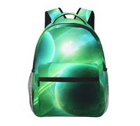 Anceky Sac à dos décontracté Green Light Planet, sac de voyage pour ordinateur portable