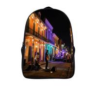 Anceky Sac à dos décontracté style quartier français de nuit | Bretelles réglables, 40 cm (16 pouces) - nylon, idéal pour ordinateur portable, w nd, travail ou escapade.