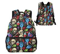 Anceky Sac à dos léger pour Halloween Gothique Crâne Champignon Vampire Magie Sorcière