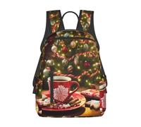 Anceky Sac à dos léger pour homme, motif sapin de Noël et chocolat chaud, idéal pour ordinateur portable.