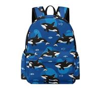 Anceky Sac à dos léger pour les voyages à l'université, motif océan, mer, orque, baleine tueuse