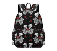 Anceky Sac à dos léger pour les voyages à l'université, sac de jour rose amour crâne squelette pour moi