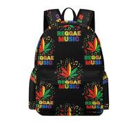 Anceky Sac à dos léger pour ordinateur portable, style universitaire, motif Rasta Reggae Music Note Weedleaf for Me