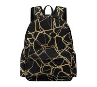 Anceky Sac à dos mignon pour ordinateur portable, unisexe, motif marbre noir et or.